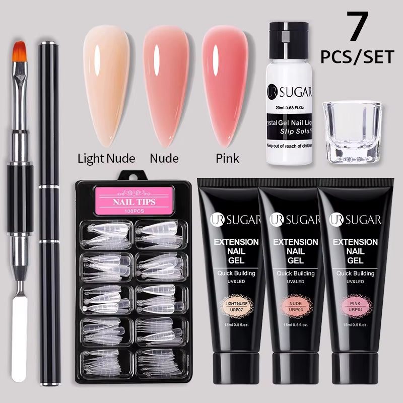 15Ml Extension Nail Gel Set Full Manicure Kit Crystal Acrylic Quick Extension Nails Building Fingertips Tools Set
