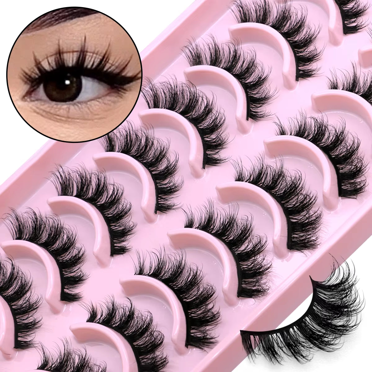 5/10 Pairs 3D Faux Mink Lashes Fluffy Soft Full Thick Wispy Natural Long False Eyelashes Curly Lashes Wholesale Lashes