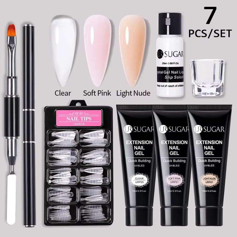 15Ml Extension Nail Gel Set Full Manicure Kit Crystal Acrylic Quick Extension Nails Building Fingertips Tools Set