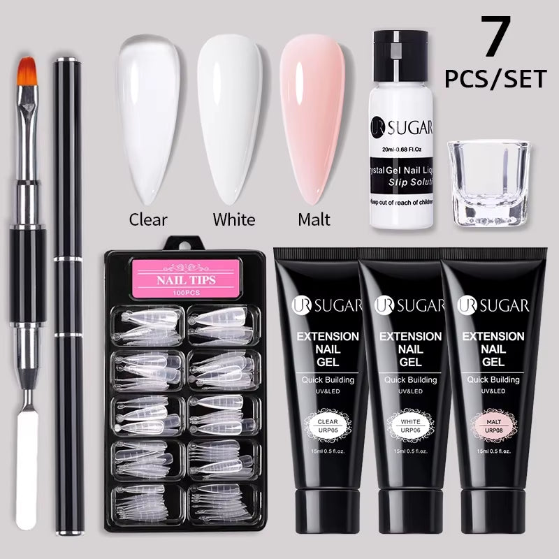 15Ml Extension Nail Gel Set Full Manicure Kit Crystal Acrylic Quick Extension Nails Building Fingertips Tools Set