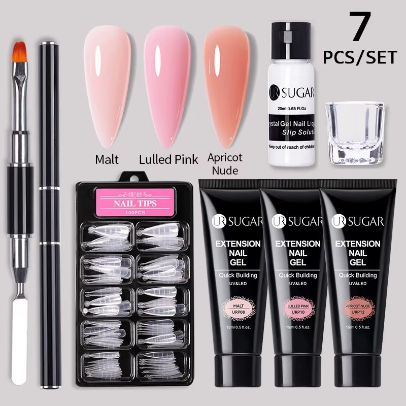 15Ml Extension Nail Gel Set Full Manicure Kit Crystal Acrylic Quick Extension Nails Building Fingertips Tools Set