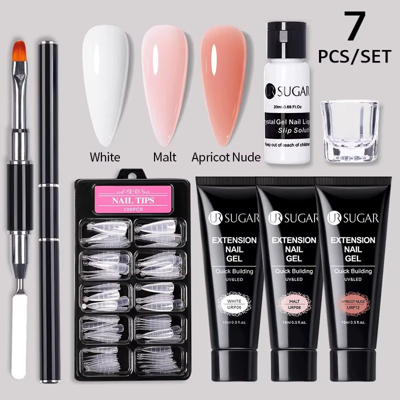 15Ml Extension Nail Gel Set Full Manicure Kit Crystal Acrylic Quick Extension Nails Building Fingertips Tools Set