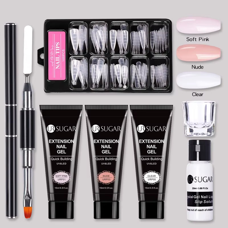 15Ml Extension Nail Gel Set Full Manicure Kit Crystal Acrylic Quick Extension Nails Building Fingertips Tools Set