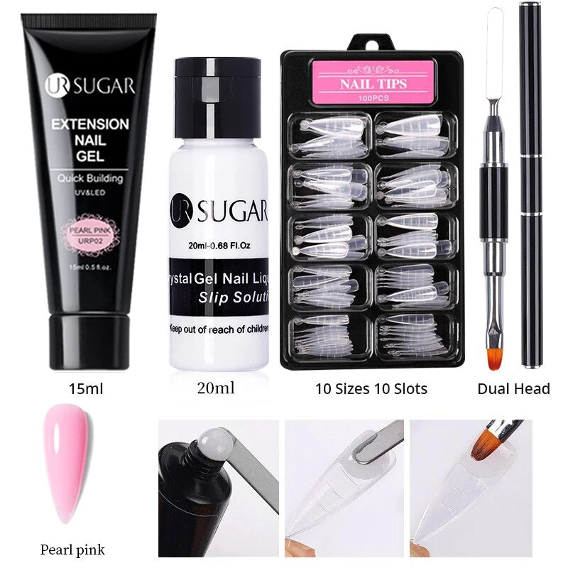 Ultimate 15ml Nail Gel Kit - Crystal Acrylic Quick Extension & Full Manicure Tools for Perfect Fingertips