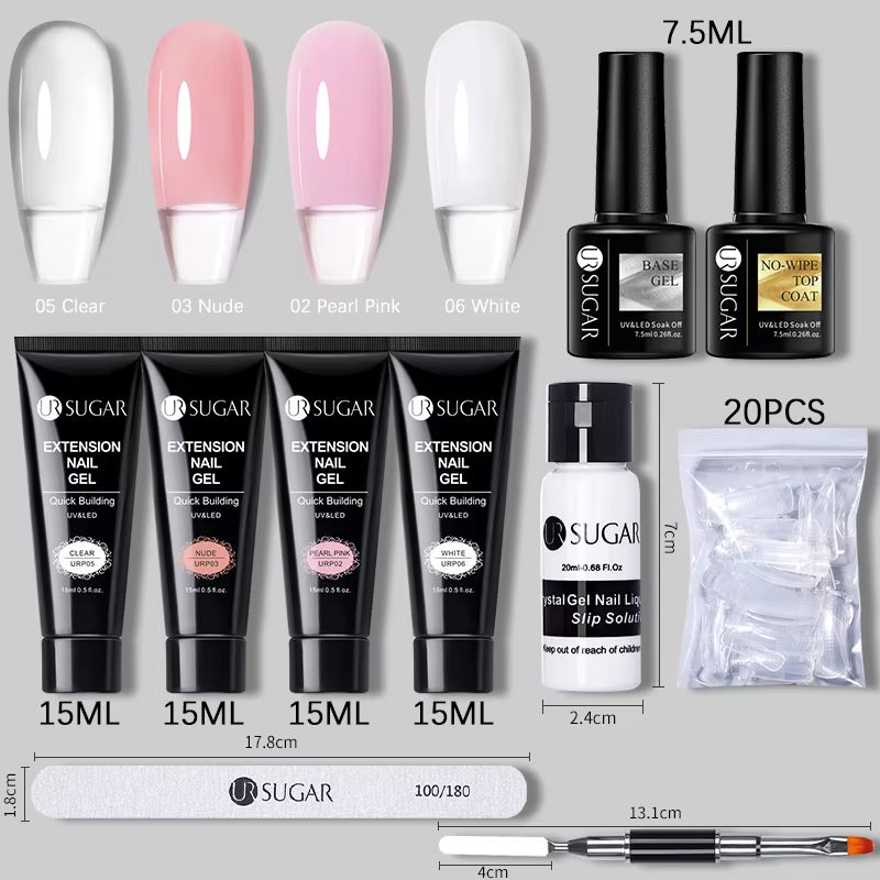 15Ml Extension Nail Gel Set Full Manicure Kit Crystal Acrylic Quick Extension Nails Building Fingertips Tools Set