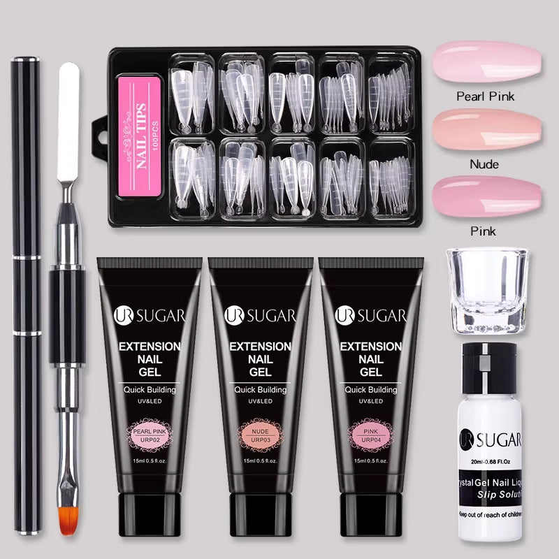 15Ml Extension Nail Gel Set Full Manicure Kit Crystal Acrylic Quick Extension Nails Building Fingertips Tools Set