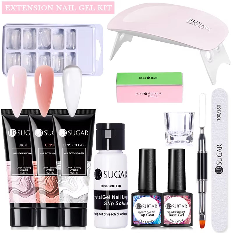 15Ml Extension Nail Gel Set Full Manicure Kit Crystal Acrylic Quick Extension Nails Building Fingertips Tools Set