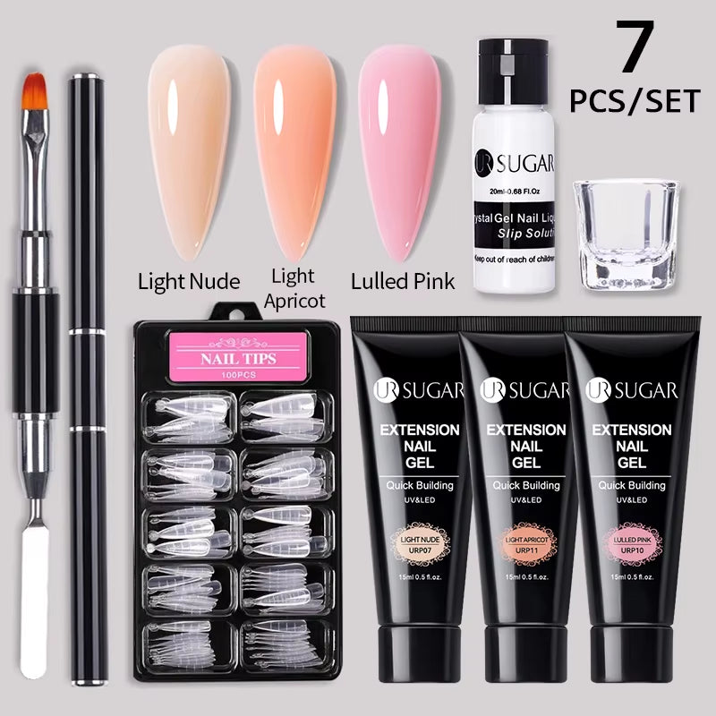 15Ml Extension Nail Gel Set Full Manicure Kit Crystal Acrylic Quick Extension Nails Building Fingertips Tools Set