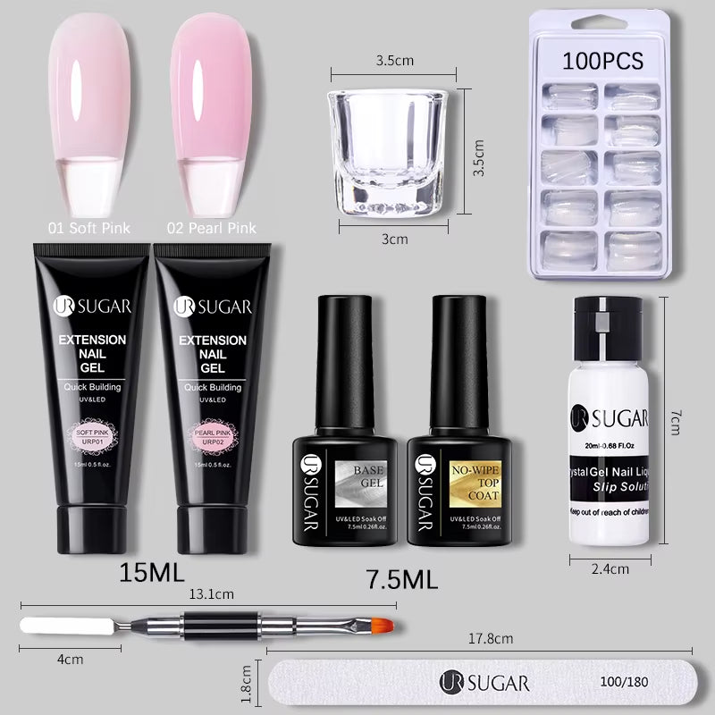 15Ml Extension Nail Gel Set Full Manicure Kit Crystal Acrylic Quick Extension Nails Building Fingertips Tools Set