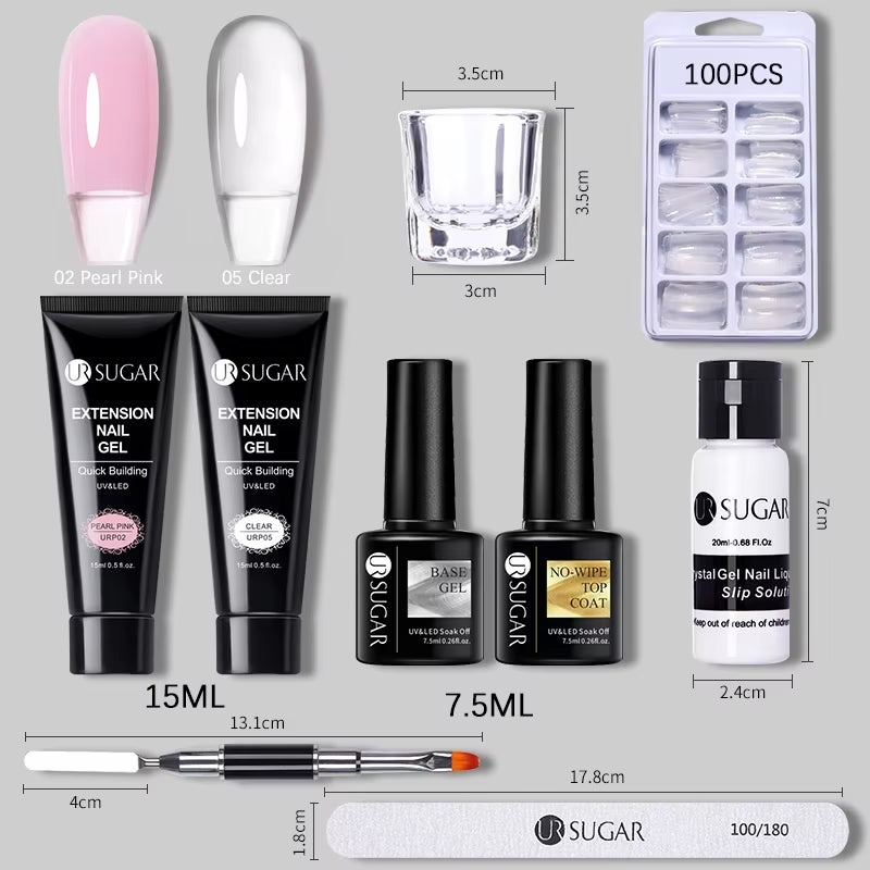 15Ml Extension Nail Gel Set Full Manicure Kit Crystal Acrylic Quick Extension Nails Building Fingertips Tools Set