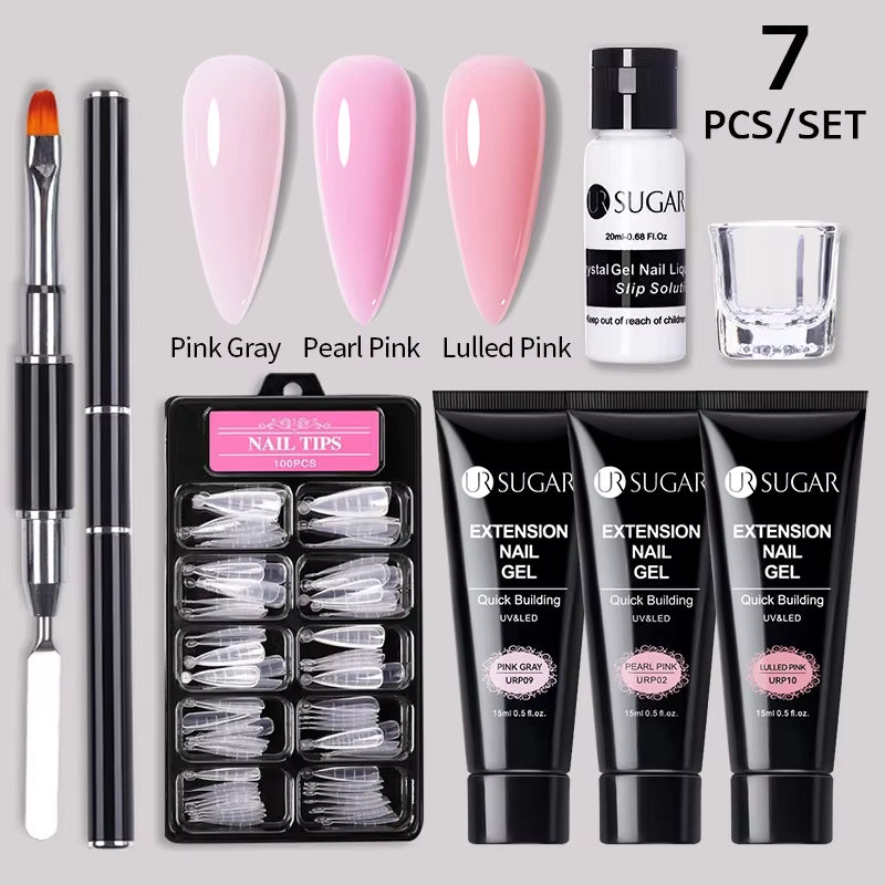 15Ml Extension Nail Gel Set Full Manicure Kit Crystal Acrylic Quick Extension Nails Building Fingertips Tools Set