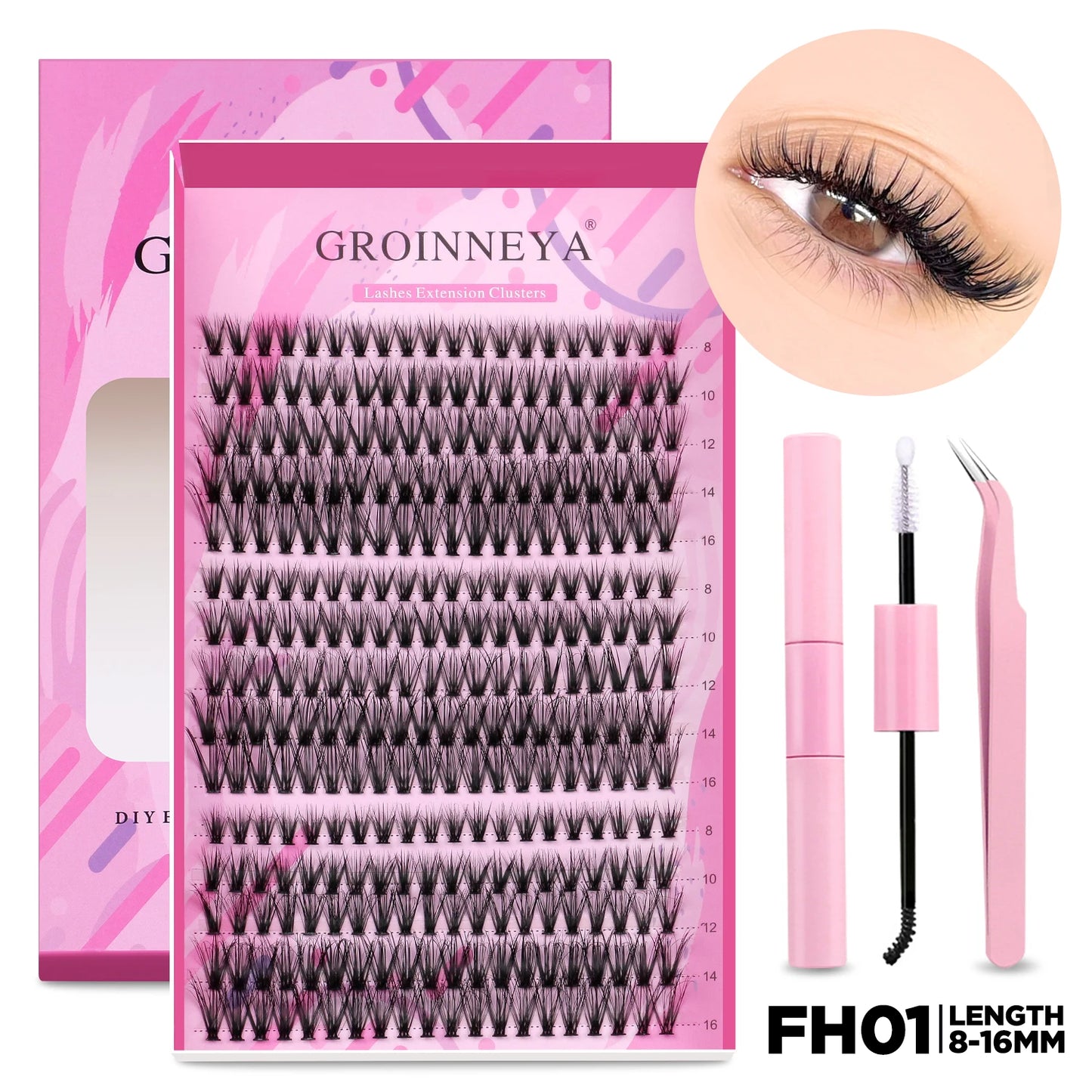 DIY Lash Extension Kit Individual Lashes Cluster Mix Eyelashes Full Set Lashes Kit with Lash Bond and Seal at Home