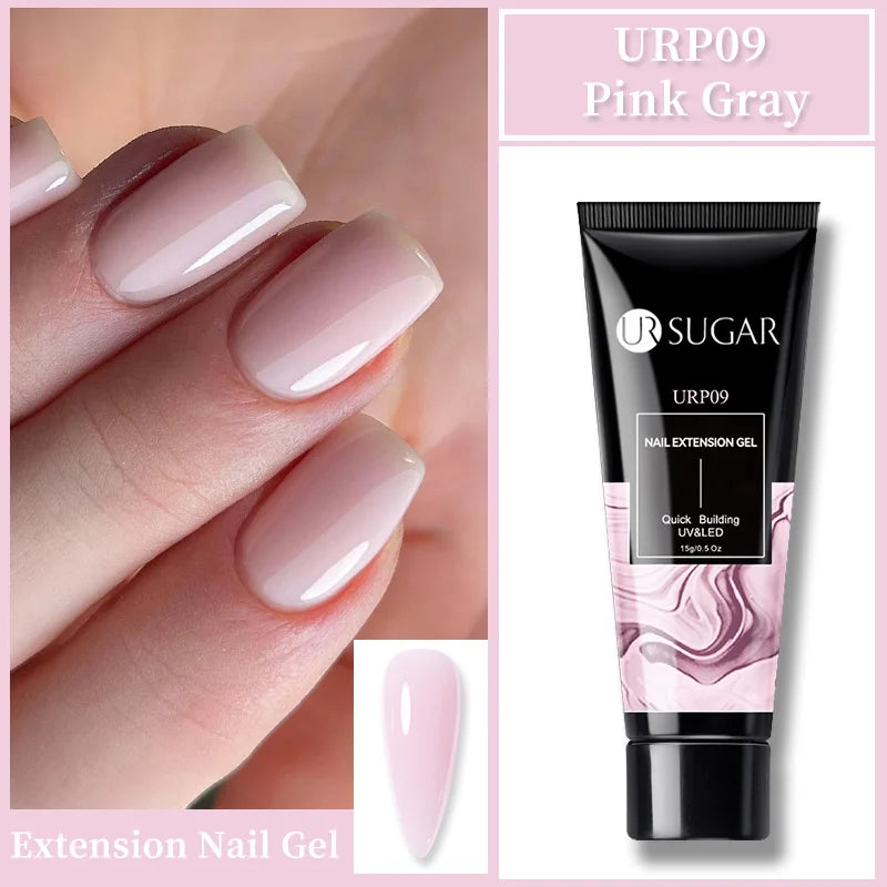 15Ml Soft Pink Nail Extension Gel Set with UV LED Lamp Quick Building Kit, Vernis Semi-Permanent Manicure Soak off UV gel