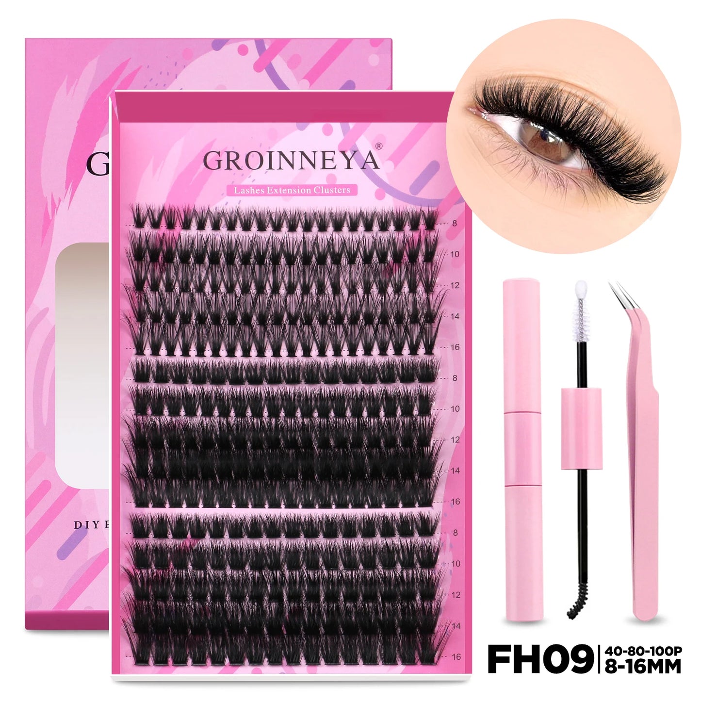 DIY Lash Extension Kit Individual Lashes Cluster Mix Eyelashes Full Set Lashes Kit with Lash Bond and Seal at Home