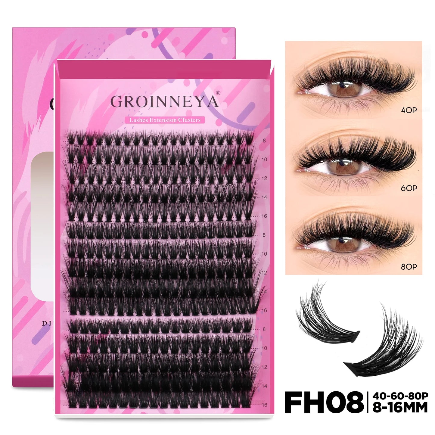 DIY Lash Extension Kit Individual Lashes Cluster Mix Eyelashes Full Set Lashes Kit with Lash Bond and Seal at Home