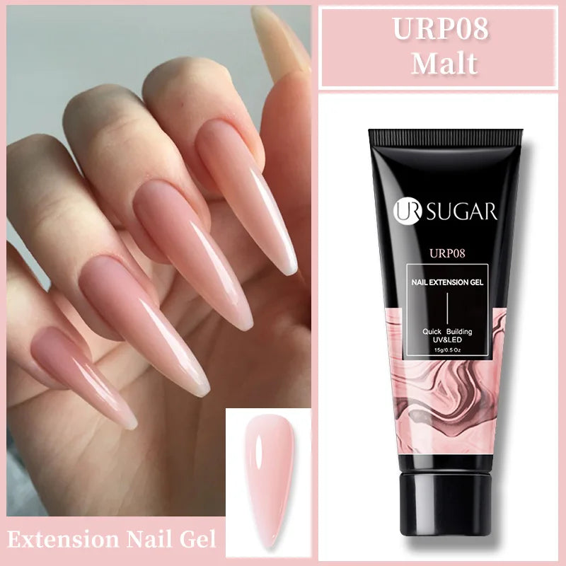 15Ml Soft Pink Nail Extension Gel Set with UV LED Lamp Quick Building Kit, Vernis Semi-Permanent Manicure Soak off UV gel