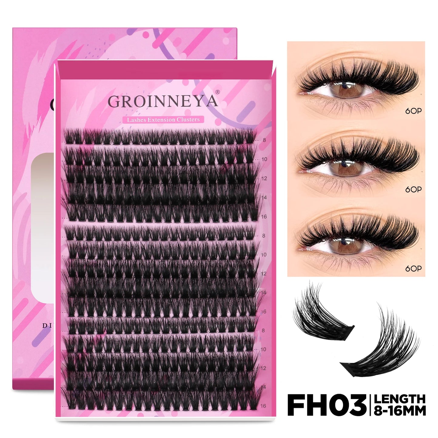 DIY Lash Extension Kit Individual Lashes Cluster Mix Eyelashes Full Set Lashes Kit with Lash Bond and Seal at Home