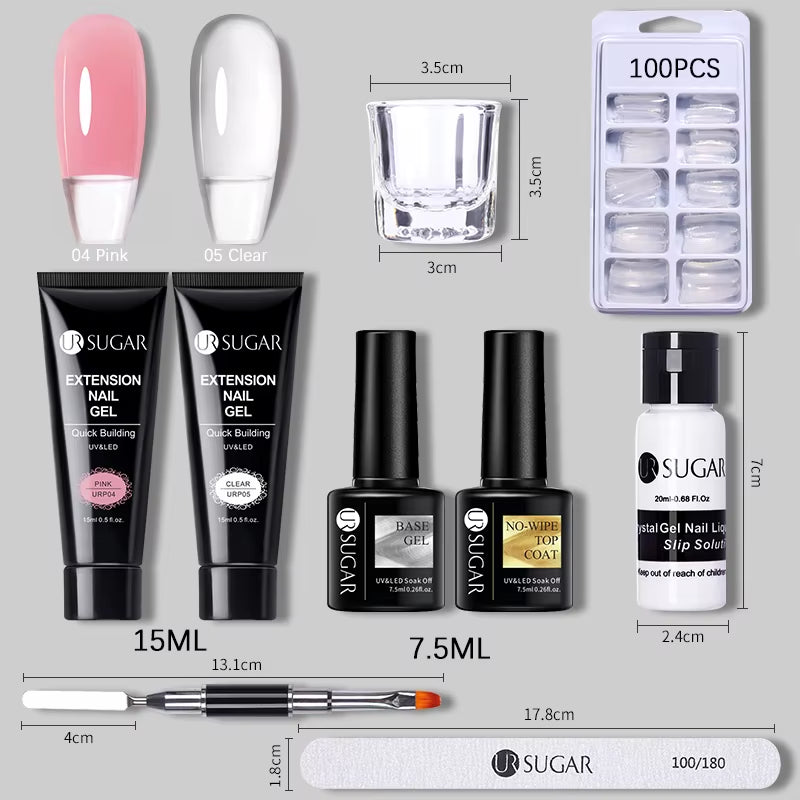 15Ml Extension Nail Gel Set Full Manicure Kit Crystal Acrylic Quick Extension Nails Building Fingertips Tools Set