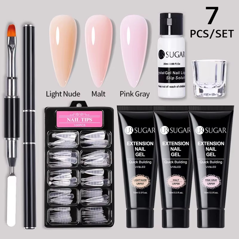 15Ml Extension Nail Gel Set Full Manicure Kit Crystal Acrylic Quick Extension Nails Building Fingertips Tools Set