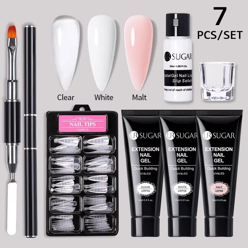 15Ml Extension Nail Gel Set Full Manicure Kit Crystal Acrylic Quick Extension Nails Building Fingertips Tools Set