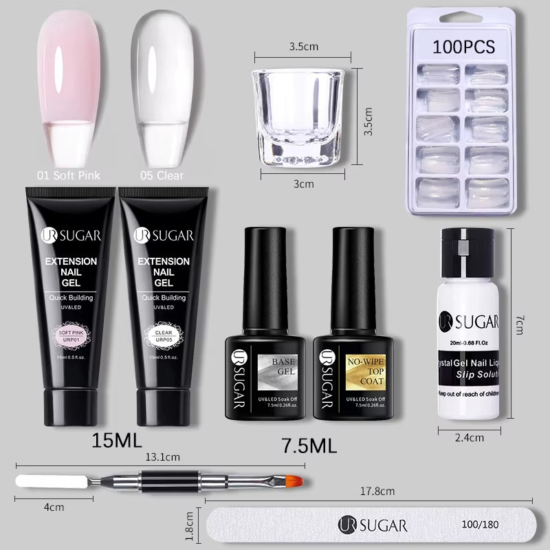 15Ml Extension Nail Gel Set Full Manicure Kit Crystal Acrylic Quick Extension Nails Building Fingertips Tools Set