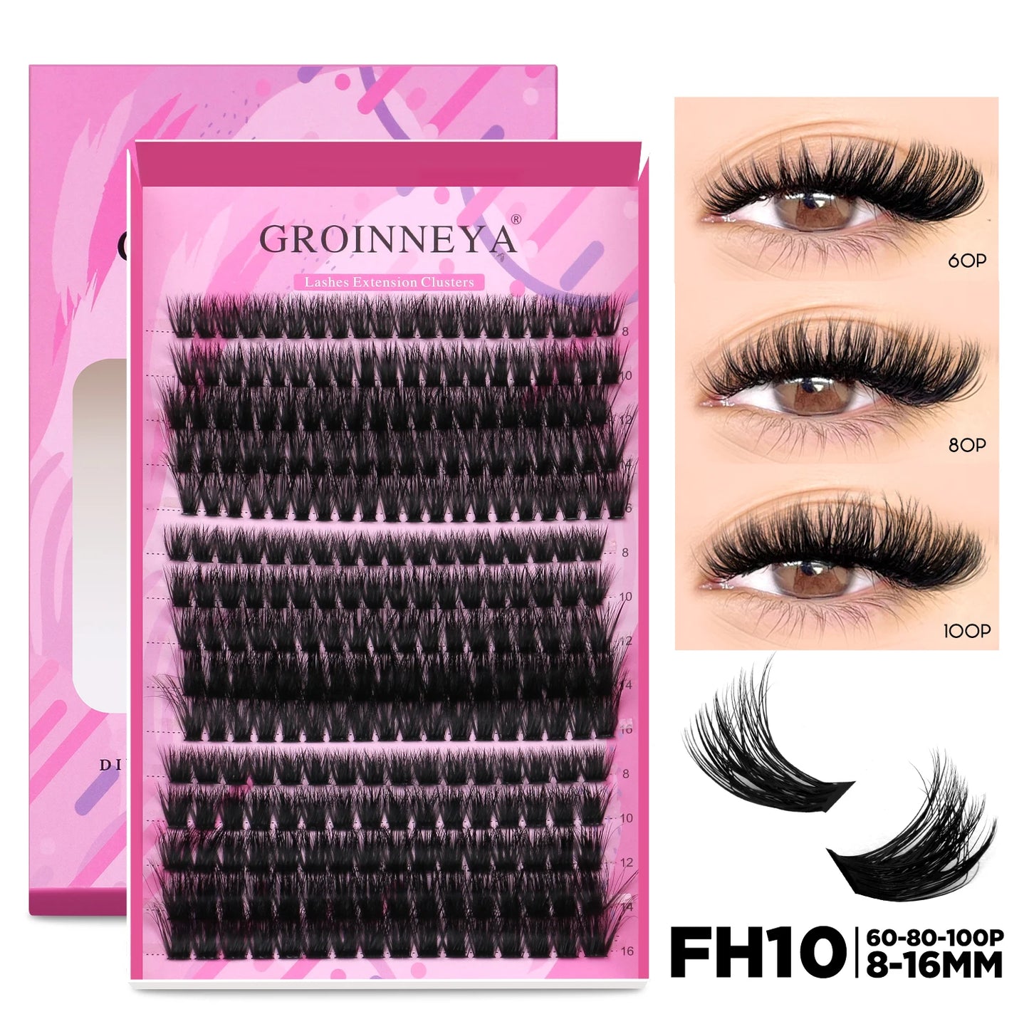 DIY Lash Extension Kit Individual Lashes Cluster Mix Eyelashes Full Set Lashes Kit with Lash Bond and Seal at Home
