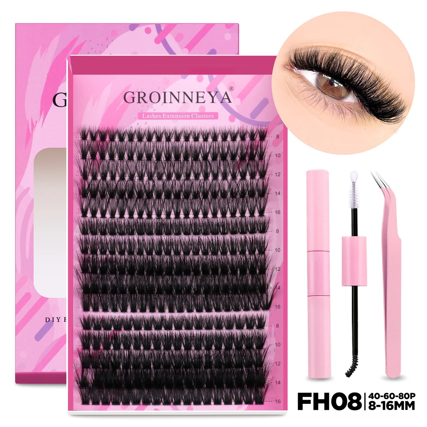 DIY Lash Extension Kit Individual Lashes Cluster Mix Eyelashes Full Set Lashes Kit with Lash Bond and Seal at Home
