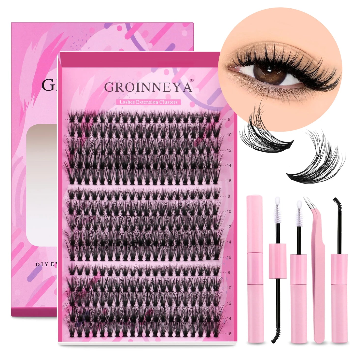 DIY Lash Extension Kit Individual Lashes Cluster Mix Eyelashes Full Set Lashes Kit with Lash Bond and Seal at Home