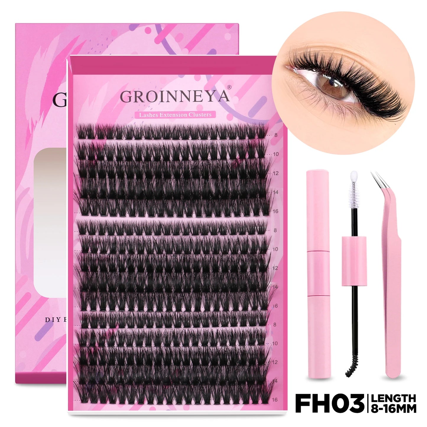 DIY Lash Extension Kit Individual Lashes Cluster Mix Eyelashes Full Set Lashes Kit with Lash Bond and Seal at Home