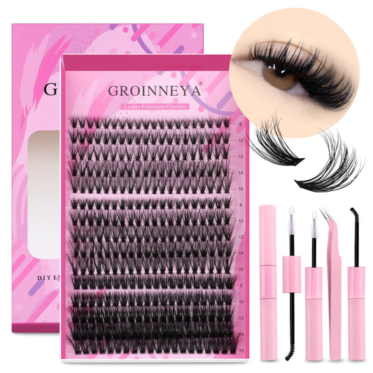 DIY Lash Extension Kit Individual Lashes Cluster Mix Eyelashes Full Set Lashes Kit with Lash Bond and Seal at Home