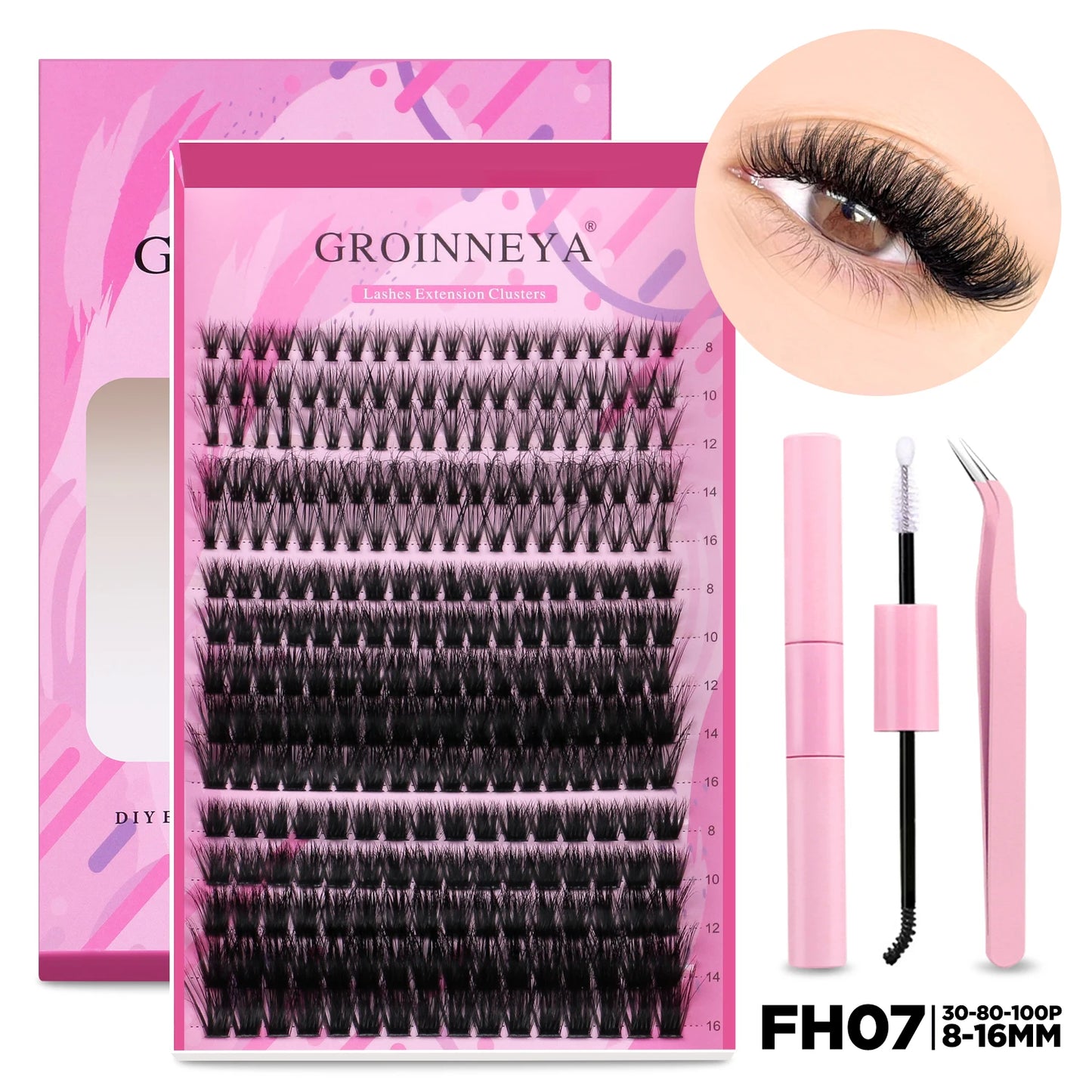 DIY Lash Extension Kit Individual Lashes Cluster Mix Eyelashes Full Set Lashes Kit with Lash Bond and Seal at Home
