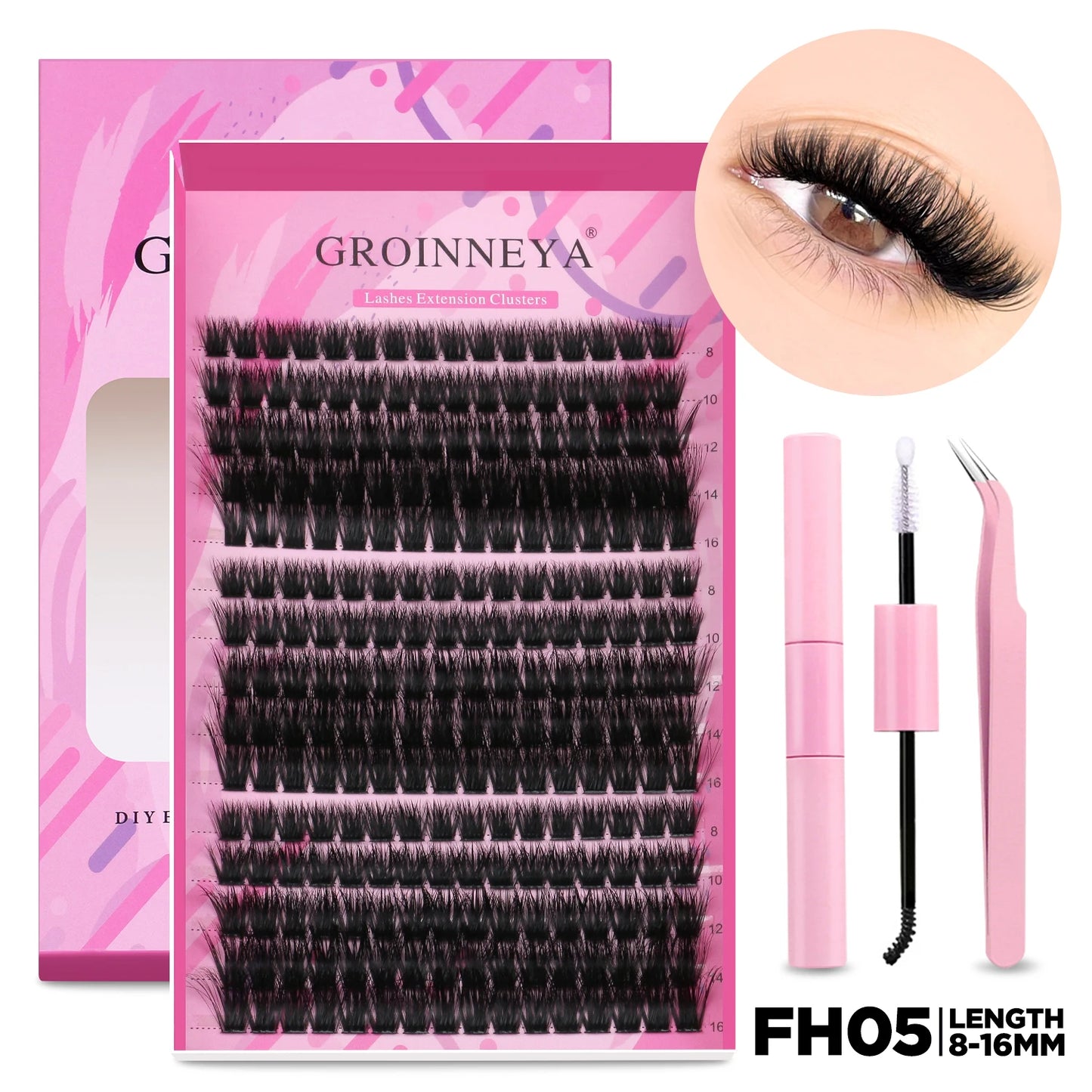 DIY Lash Extension Kit Individual Lashes Cluster Mix Eyelashes Full Set Lashes Kit with Lash Bond and Seal at Home