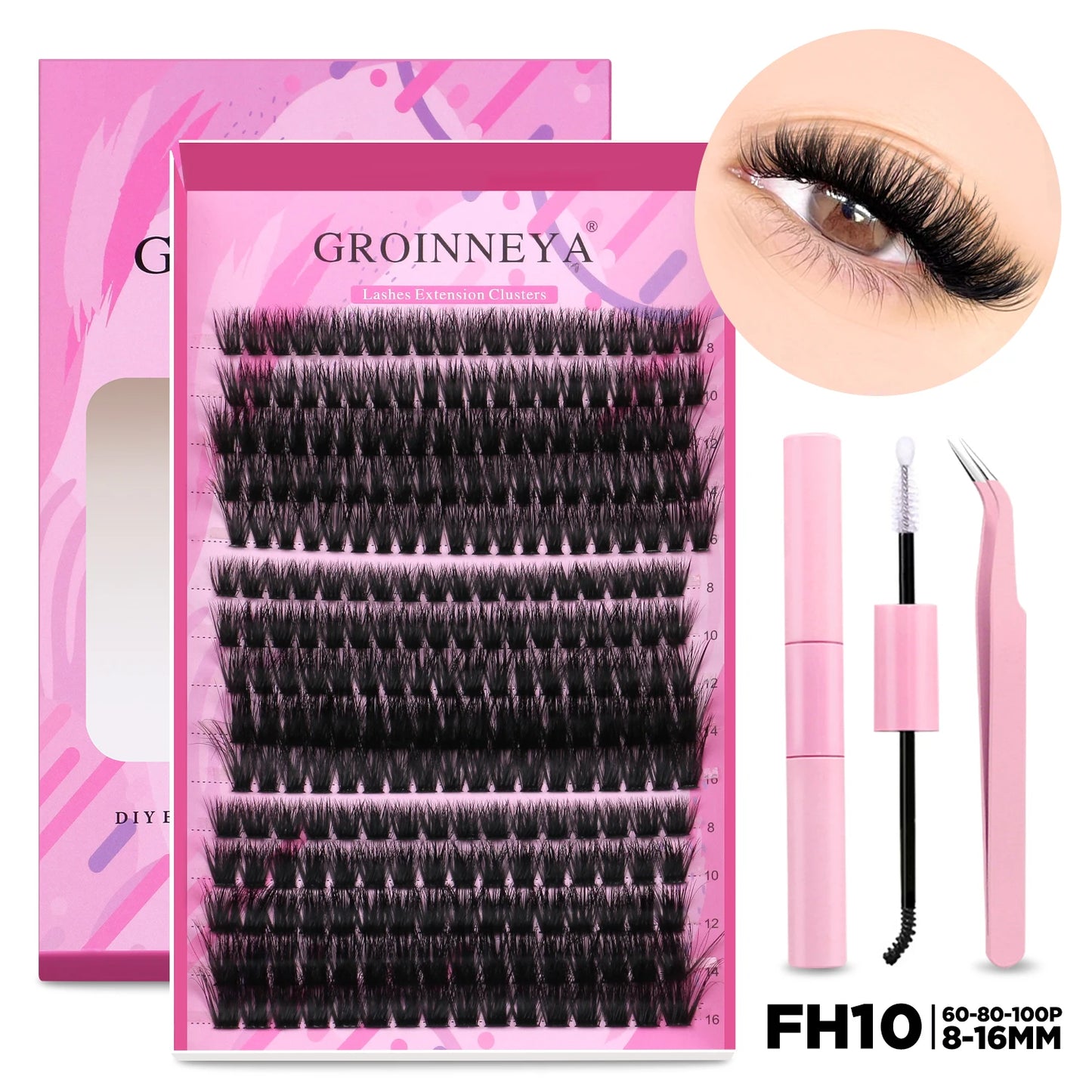 DIY Lash Extension Kit Individual Lashes Cluster Mix Eyelashes Full Set Lashes Kit with Lash Bond and Seal at Home