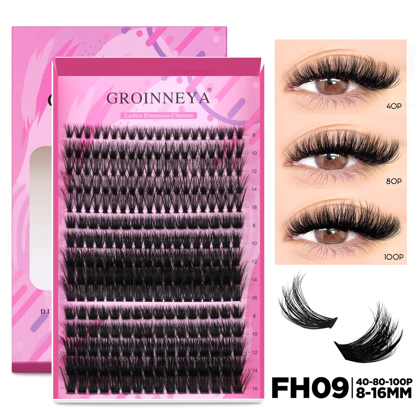 DIY Lash Extension Kit Individual Lashes Cluster Mix Eyelashes Full Set Lashes Kit with Lash Bond and Seal at Home