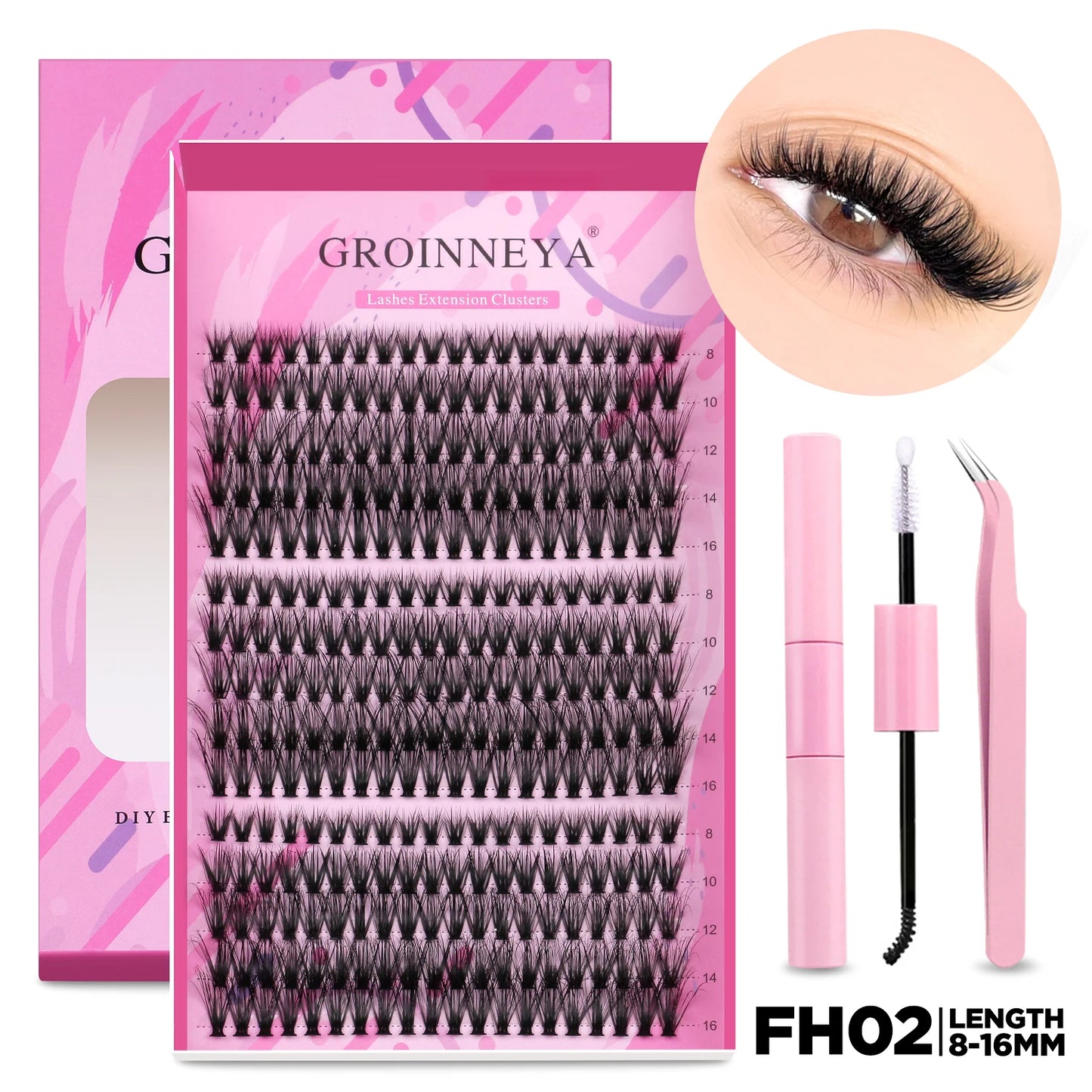 DIY Lash Extension Kit Individual Lashes Cluster Mix Eyelashes Full Set Lashes Kit with Lash Bond and Seal at Home