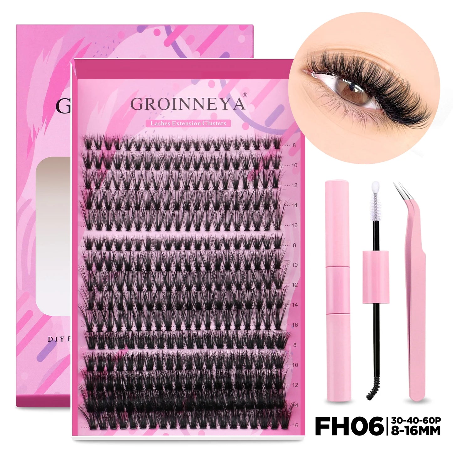 DIY Lash Extension Kit Individual Lashes Cluster Mix Eyelashes Full Set Lashes Kit with Lash Bond and Seal at Home