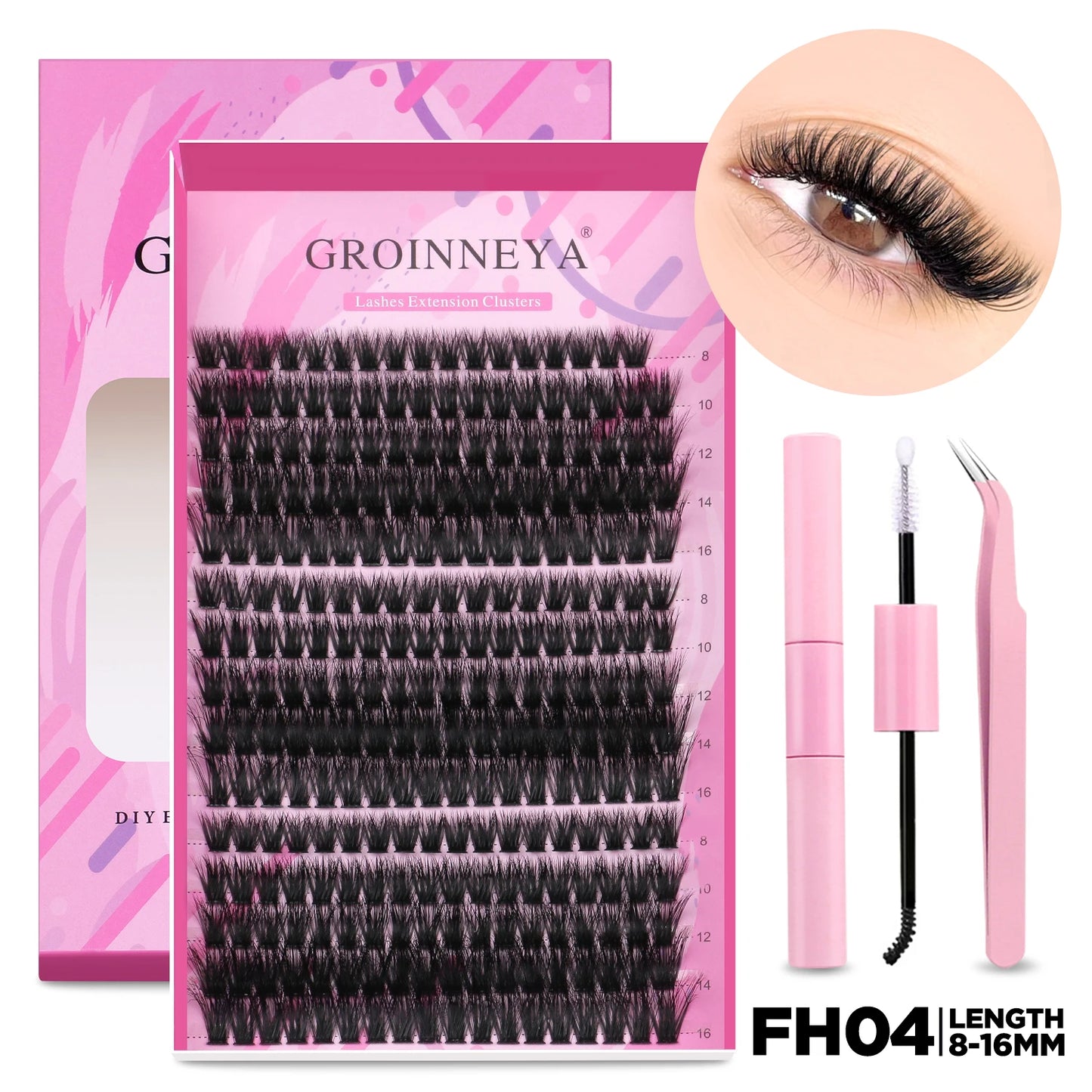 DIY Lash Extension Kit Individual Lashes Cluster Mix Eyelashes Full Set Lashes Kit with Lash Bond and Seal at Home